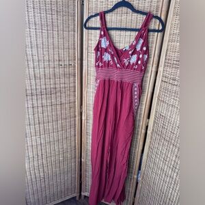 American Eagle Outfitters Red Embroidered Jumpsuit and